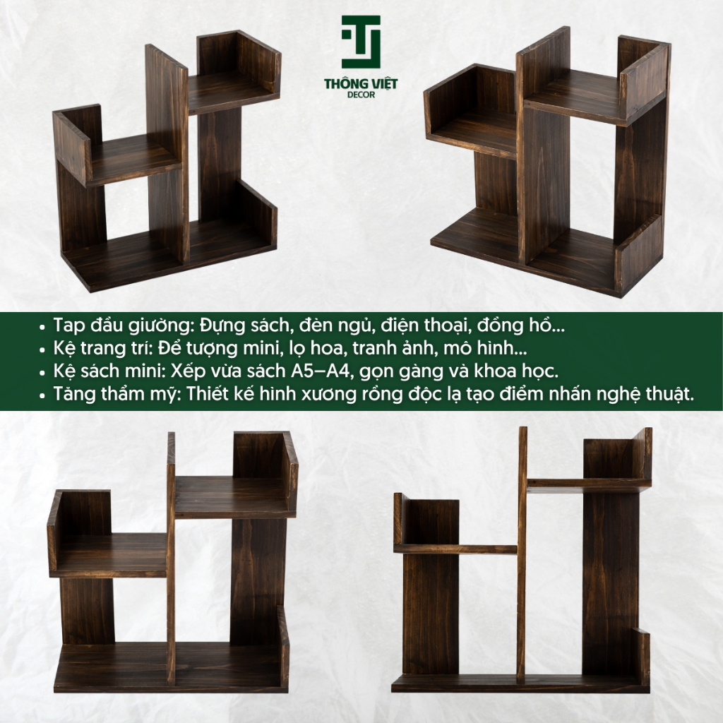 [TV-D006] Kệ Gỗ Decor Xương Rồng Mini Kiêm Tap Đầu Giường, Tủ Đựng Sách Mini Trang Trí Phòng Ngủ