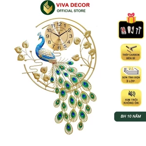 Đồng Hồ Treo Tường Trang Trí Chim Công Khổng Tước Trang Trí NHà Cửa Lianzhang JJT VIVA DECOR V2878