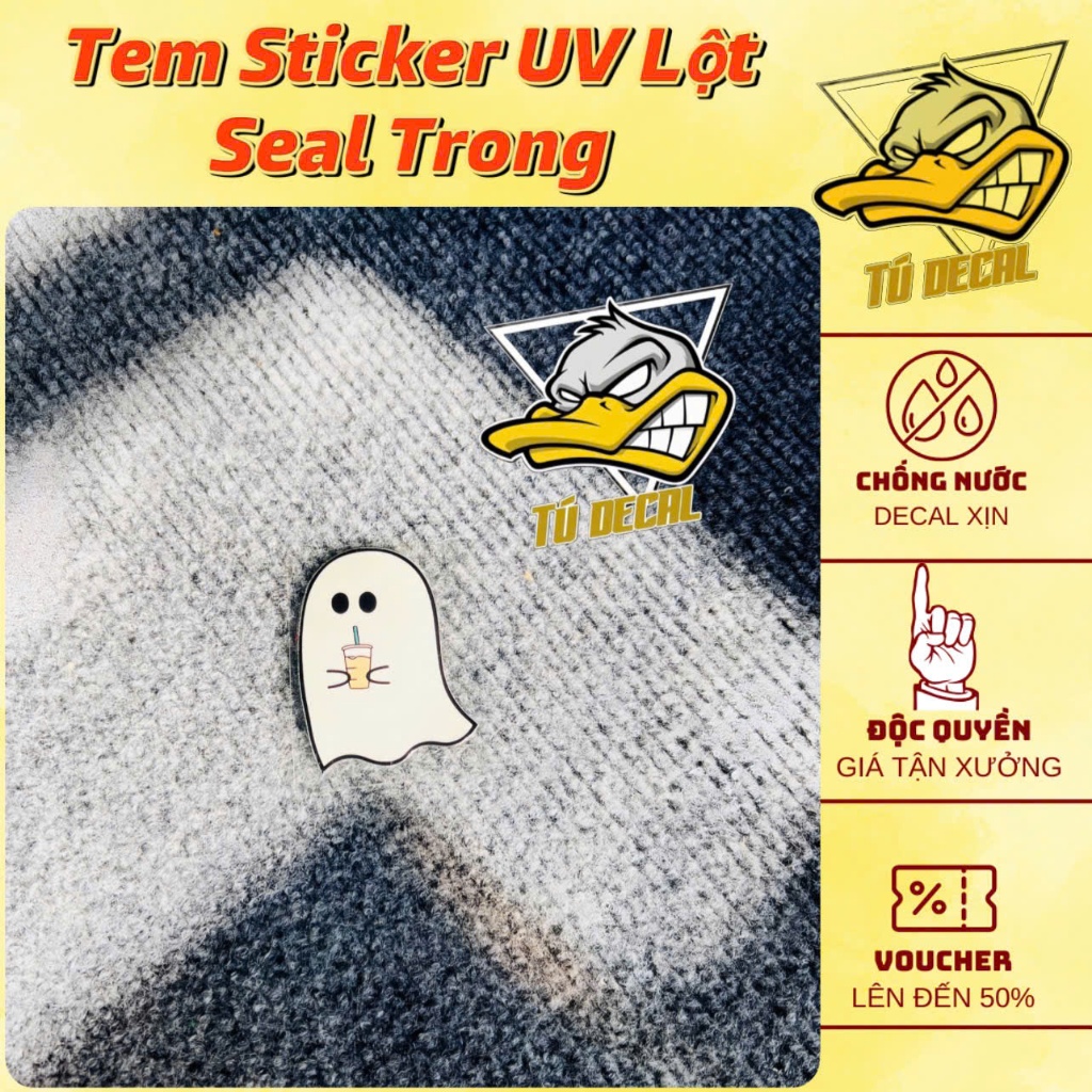 Tem Logo Sticker Dễ Thương Lột Seal Trong Dán Trang Trí Xe Máy, Nón Mũ ...