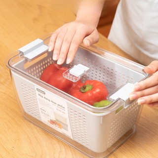Hộp đựng thực phẩm 2 lớp Hokori, Hộp bảo quản thức ăn có lỗ thoát nước Việt Nhật (MS 6588 6589)