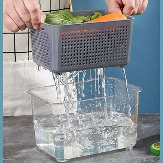 Hộp đựng thực phẩm 2 lớp Hokori, Hộp bảo quản thức ăn có lỗ thoát nước Việt Nhật (MS 6588 6589)
