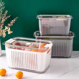 Hộp đựng thực phẩm 2 lớp Hokori, Hộp bảo quản thức ăn có lỗ thoát nước Việt Nhật (MS 6588 6589)