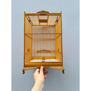 lồng gỗ kiềng chân quỳ hoa văn giành cho hút mật/vành khuyên/ốc mít
