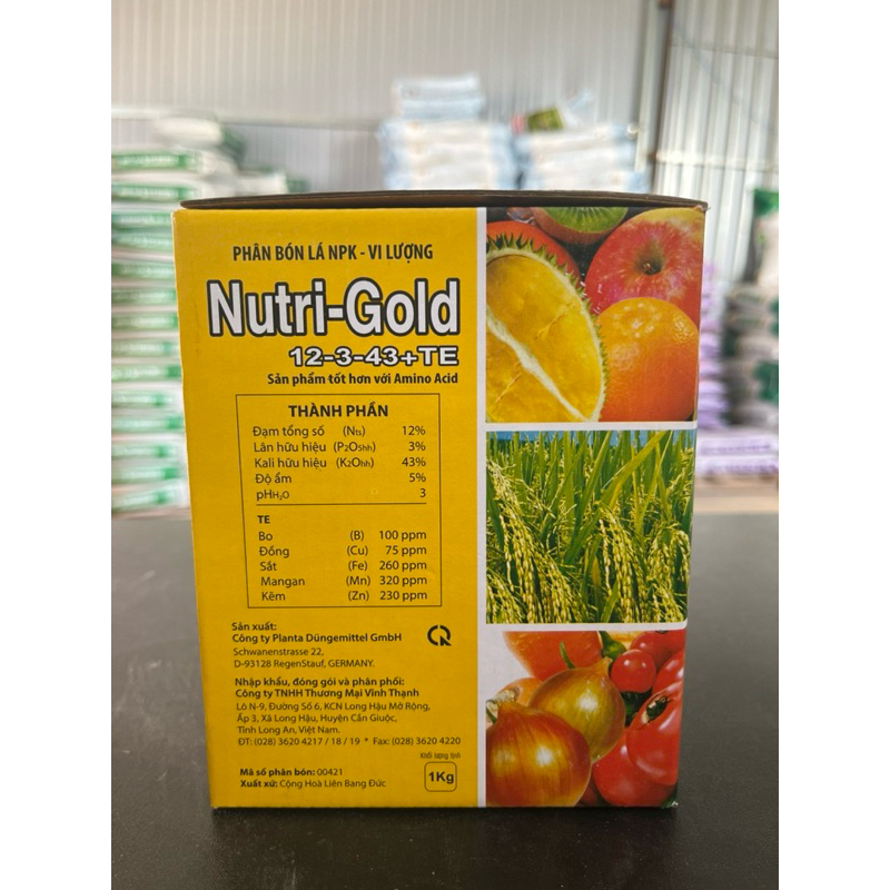 Phân bón lá Nutri gold 12-3-43 VinhThanh (Hũ 500gr)-KNO3 To củ Chắc hạt Lớn trái