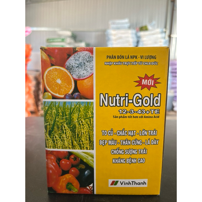 Phân bón lá Nutri gold 12-3-43 VinhThanh (Hũ 500gr)-KNO3 To củ Chắc hạt Lớn trái
