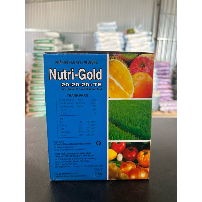 Phân bón lá Nutri gold 20-20-20 VinhThanh(gói 100gr) Đẻ nhánh Đâm chồi Mập Thân Trái To Hạt chắc