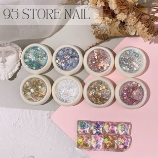 Nhũ vảy cá nail, kim tuyến đắp móng ( set 8 hũ)