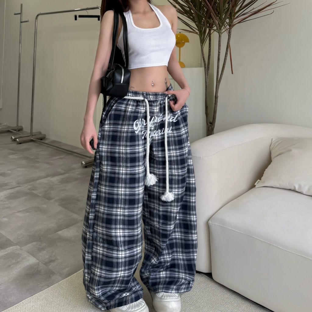 QUẦN NỈ DẠ ỐNG RỘNG THÊU GIRLFRIEND PHỐI DÂY THỪNG FFCLUB MIX