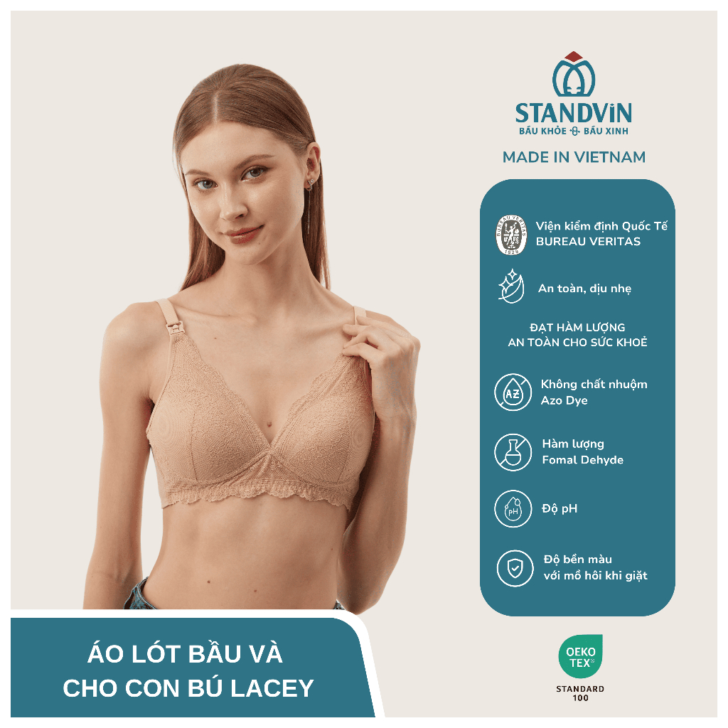 Standvin Áo Lót Bầu Và Cho Con Bú Lacey,không gọng,Ren,Mút mỏng,cố định