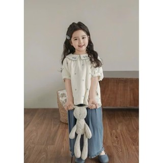 [B&G] Sét bộ dài áo Muslin thêu hoa kèm quần ống suông rộng mùa hè cho bé gái từ 12-45kg(2-12 tuổi)