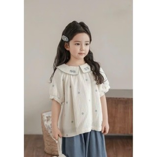 [B&G] Sét bộ dài áo Muslin thêu hoa kèm quần ống suông rộng mùa hè cho bé gái từ 12-45kg(2-12 tuổi)