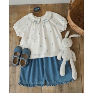 [B&G] Sét bộ dài áo Muslin thêu hoa kèm quần ống suông rộng mùa hè cho bé gái từ 12-45kg(2-12 tuổi)