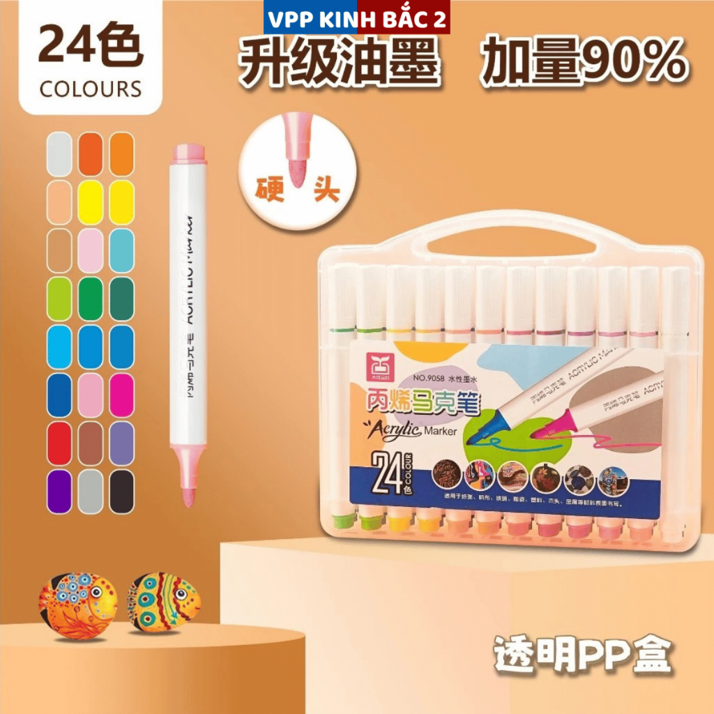 [Màu đẹp] Bút Màu Acrylic Marker 12/24/36/48/60 Màu Cao Cấp Màu Sắc Tươi Sáng