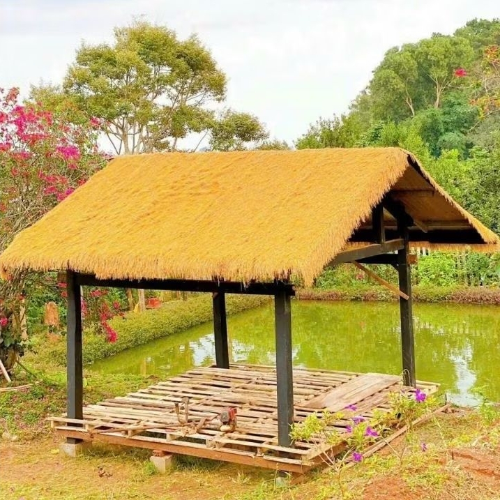 Combo 20m (1 x 20m) Thảm rơm nhân tạo đế cao su phủ keo PU, lợp mái chồi, trang trí resort, lều trại