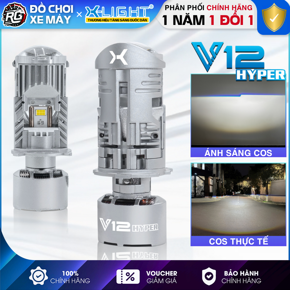 Bi Led Mini X LIGHT V12 HYPER, Đèn Pha Led Chân H4 Công Suất 50W Lắp Ô ...
