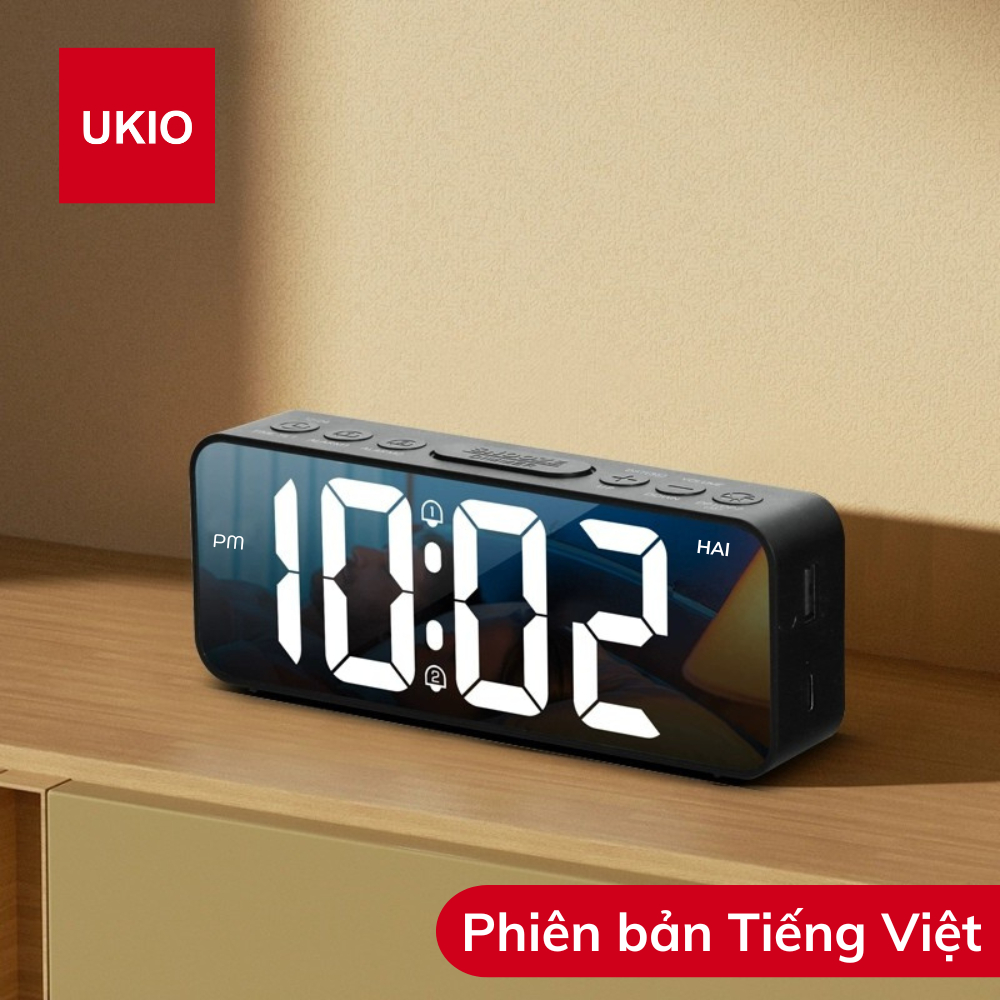 Đồng hồ led để bàn báo thức UKIO màn hình LCD cao cấp đo nhiệt độ, ngày ...
