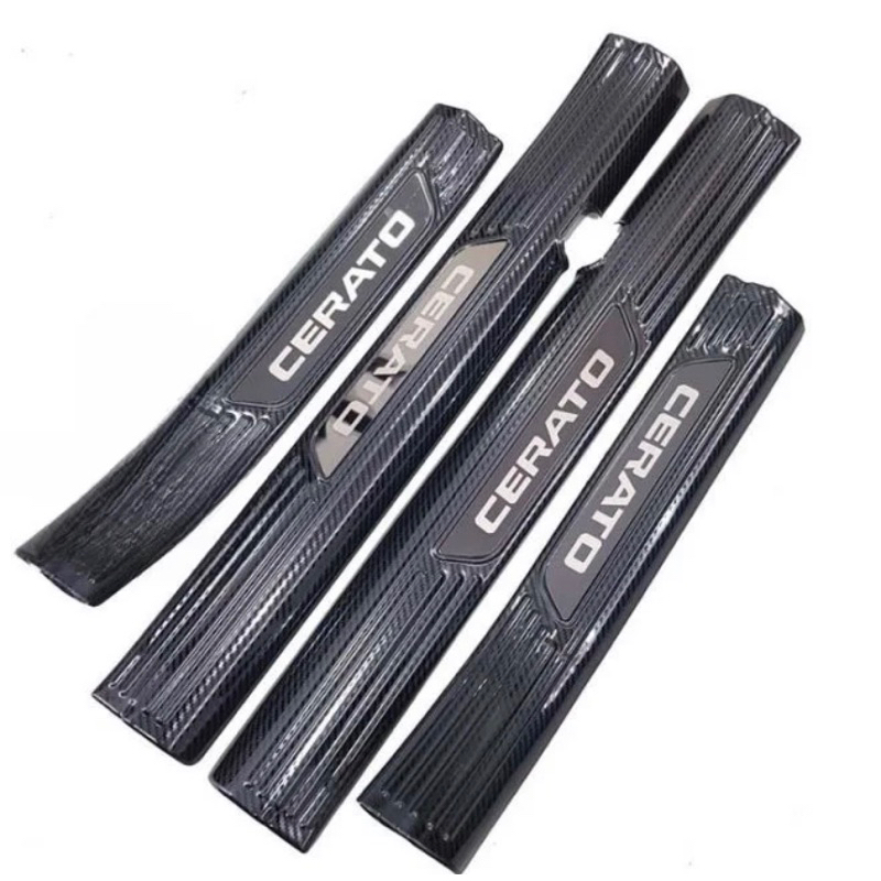 Ốp bậc cửa, nẹp bước chân xe KIA CERATO 2019-2021 vân CARBON hàng cao cấp