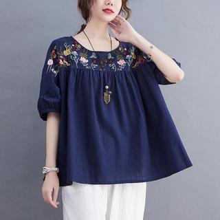 Áo Đũi nữ Thêu Hoa Tay Cộc Dáng Rộng, Che khuyết Điểm - A45