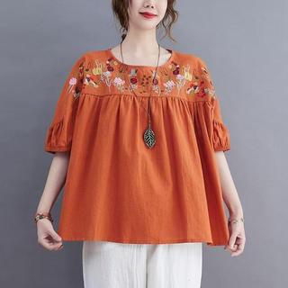 Áo Đũi nữ Thêu Hoa Tay Cộc Dáng Rộng, Che khuyết Điểm - A45