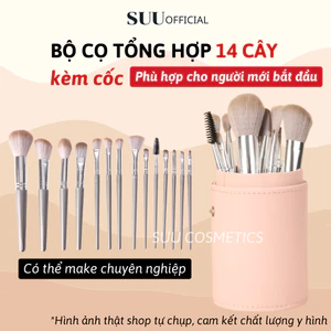 Bộ Cọ Trang Điểm Đa Năng 14 Cây Chuyên Nghiệp Lông Cọ Mềm Mịn Tặng Kèm Hộp Đựng