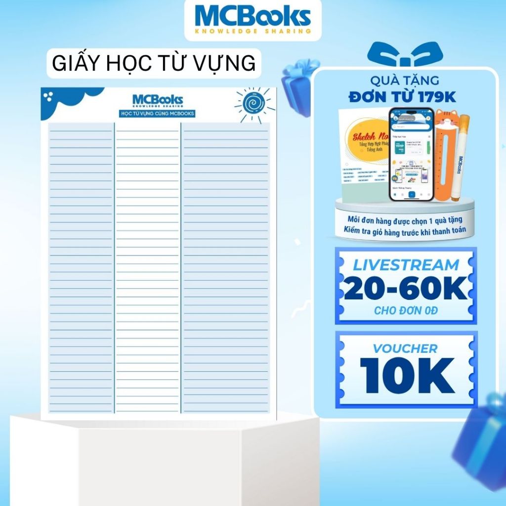 Giấy học từ vựng thông minh cùng MCBooks