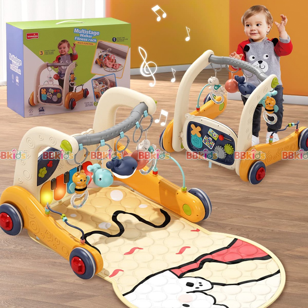 BBkids Thảm Nhạc Cho Bé Sơ Sinh, Xe Tập Đi 3in1, Đồ Chơi Treo Phát Nhạc, Họa Tiết Dễ Thương - BB029