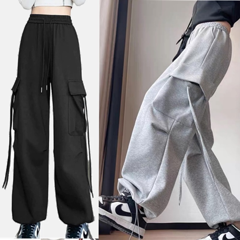Quần ống rộng nam nữ túi hộp có dây cạp chun dây rút chốt gấu Quần dài ống suông unisex chất nỉ BC cotton T598G