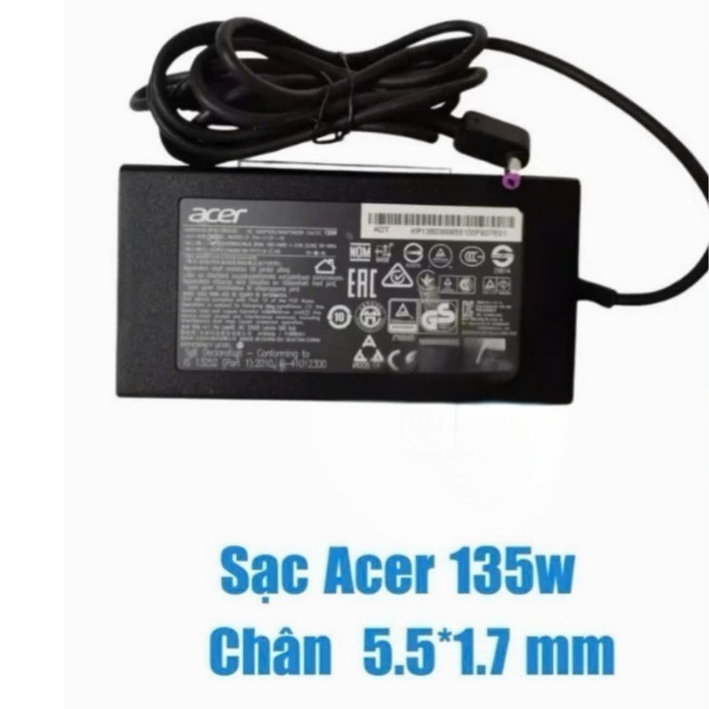 Sạc Laptop Acer Zin Cao Cấp (Chân 5.5*1.7 - Chân 3.0 *1.1), Công Suất 45w/ 65w/ 135w, Sạc Máy Tính Bảo Hành 12 Tháng