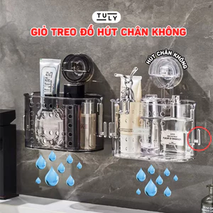 Giỏ Đựng Đồ Nhà Tắm Hút Chân Không Thoát Nước Thoáng Khí, Chịu Lực Tốt, Kệ Dán Tường Không Cần Khoan Đa Năng TuLy Sho