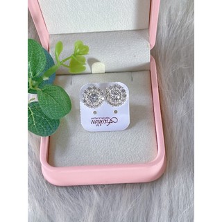 HOA TAI MẶT TRÒN ĐÍNH ĐÁ BẠCH KIM – ĐẸP MÊ NHƯ KIM CƯƠNG Chất liệu titan phủ bạch kim – không đen, không gỉ – đeo bao nă