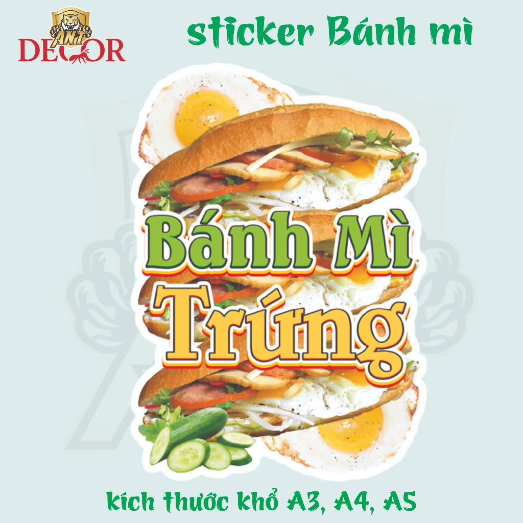Decal Bánh Mì Các Loại - Trang Trí Dán Tiệm Bánh Mì, Xe Bánh Mì - Chất Liệu Chống Thấm Nước