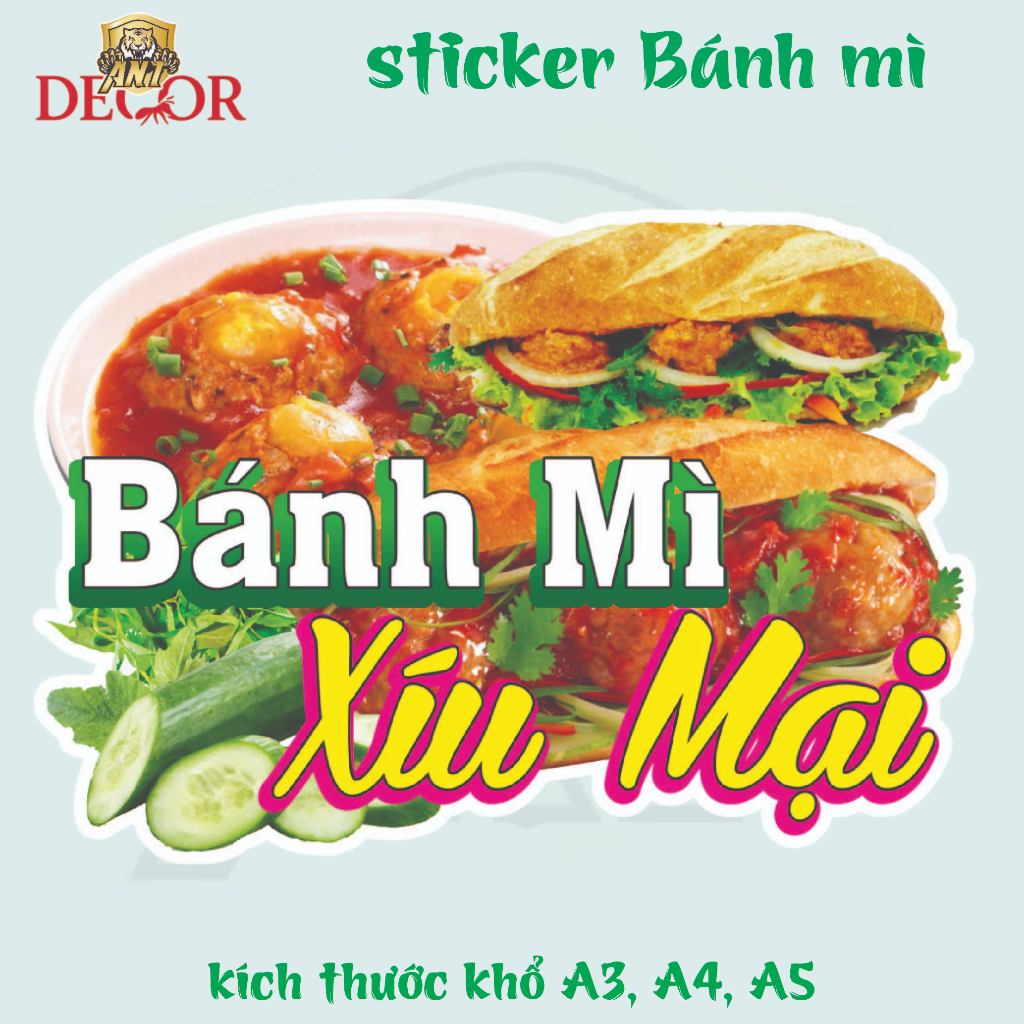 Decal Bánh Mì Các Loại - Trang Trí Dán Tiệm Bánh Mì, Xe Bánh Mì - Chất Liệu Chống Thấm Nước