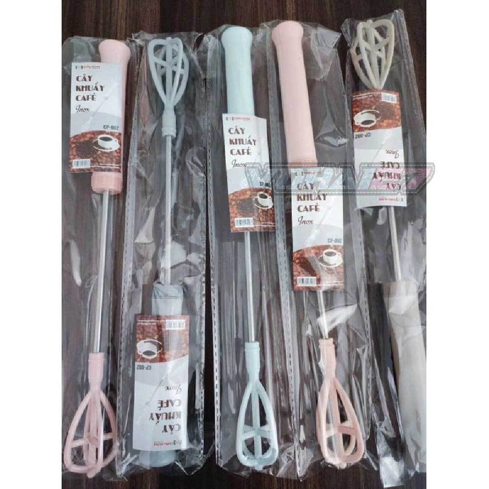 Cây đánh bọt cà phê lò xo bằng inox tay cầm nhựa , cây đánh trứng  lò xo bằng tay ( Giao màu ngẫu nhiên )