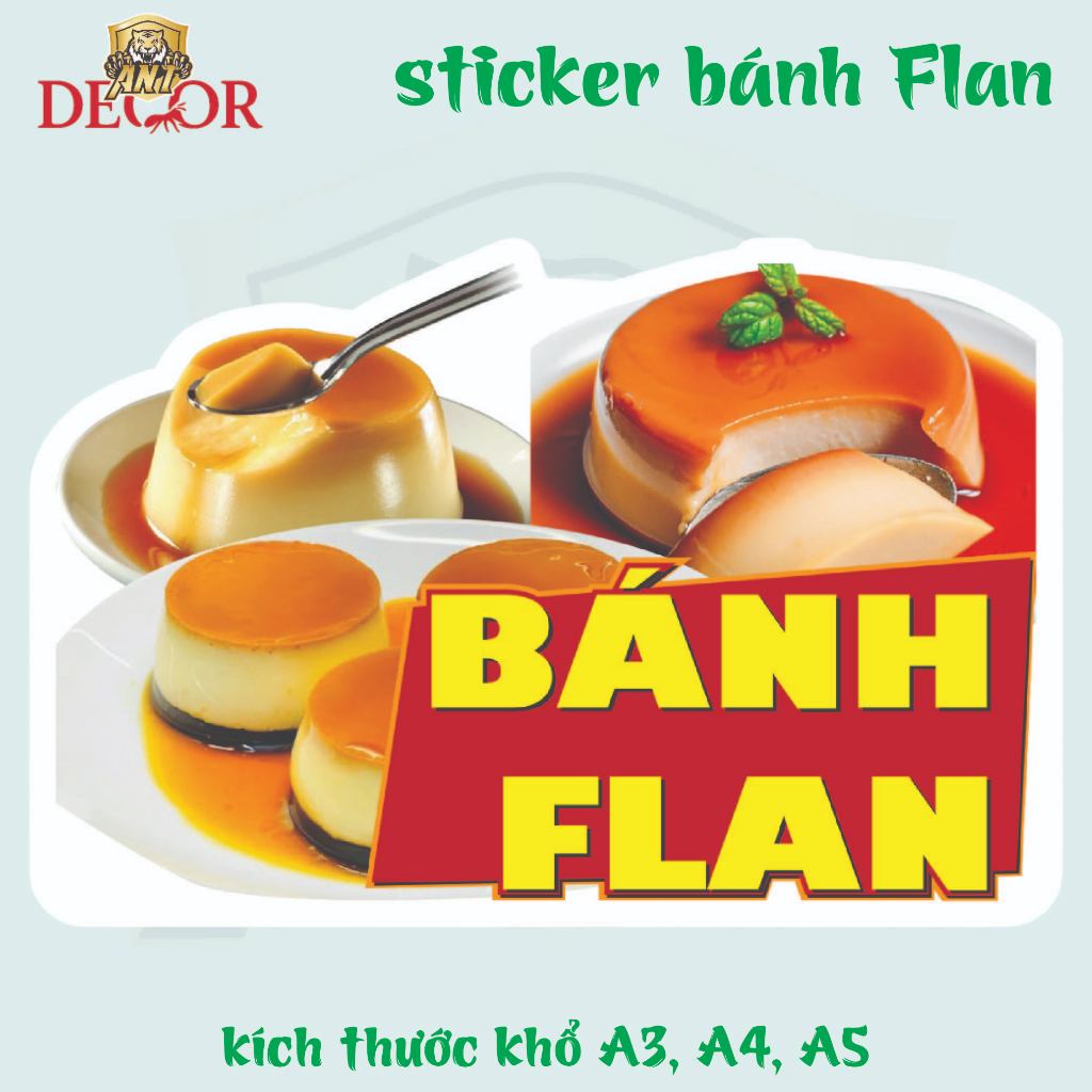 Decal Bánh Flan - Tem Dán Bánh Flan In Logo | Chống Thấm, In Nét, Giá Rẻ