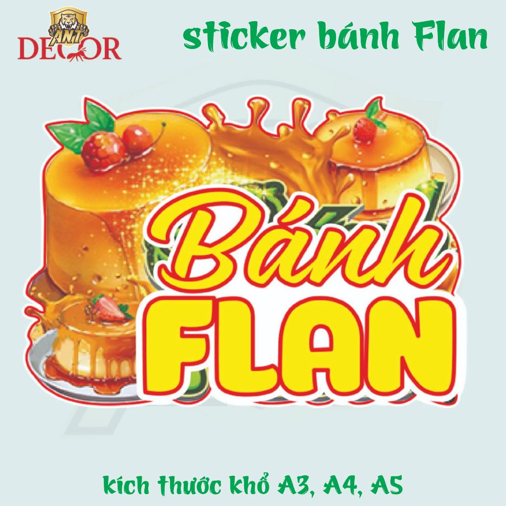 Decal Bánh Flan - Tem Dán Bánh Flan In Logo | Chống Thấm, In Nét, Giá Rẻ