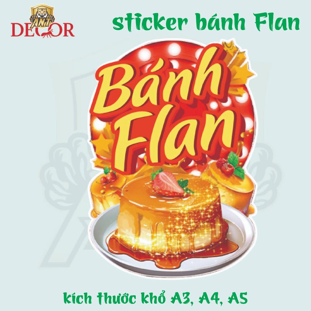 Decal Bánh Flan - Tem Dán Bánh Flan In Logo | Chống Thấm, In Nét, Giá Rẻ