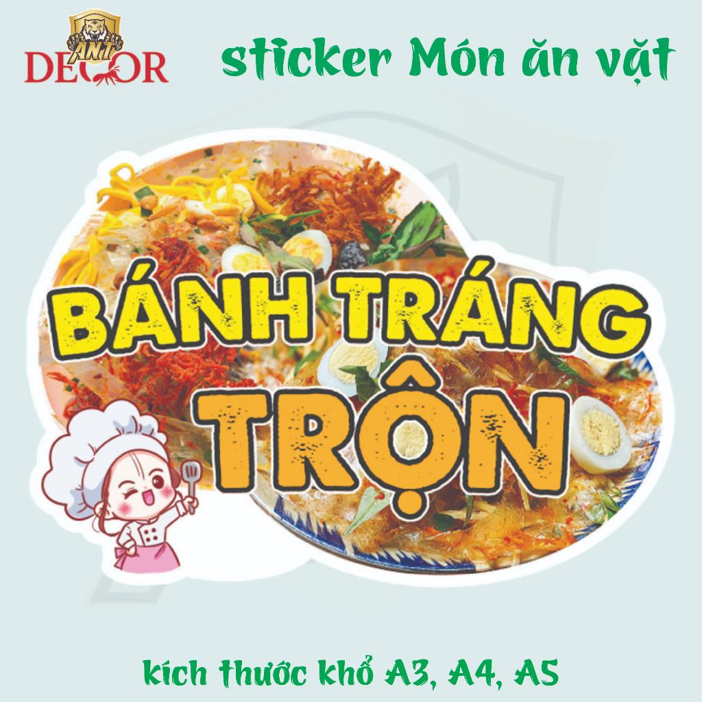 🥗 Decal Bánh Tráng Trộn - Tem Dán Bánh Tráng | In Logo, Chống Thấm, Giá Rẻ