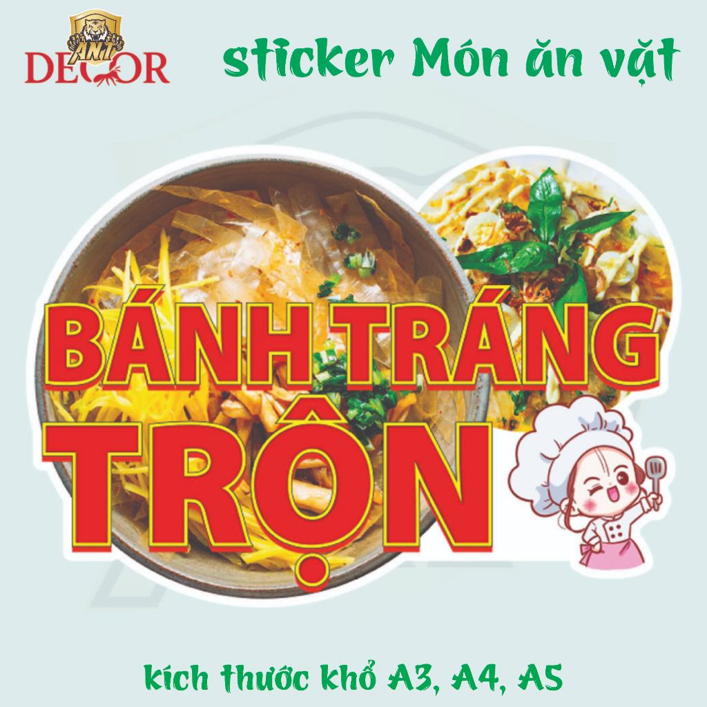🥗 Decal Bánh Tráng Trộn - Tem Dán Bánh Tráng | In Logo, Chống Thấm, Giá Rẻ