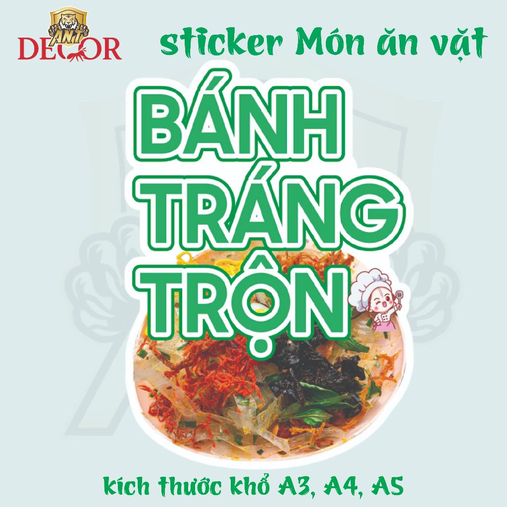 🥗 Decal Bánh Tráng Trộn - Tem Dán Bánh Tráng | In Logo, Chống Thấm, Giá Rẻ