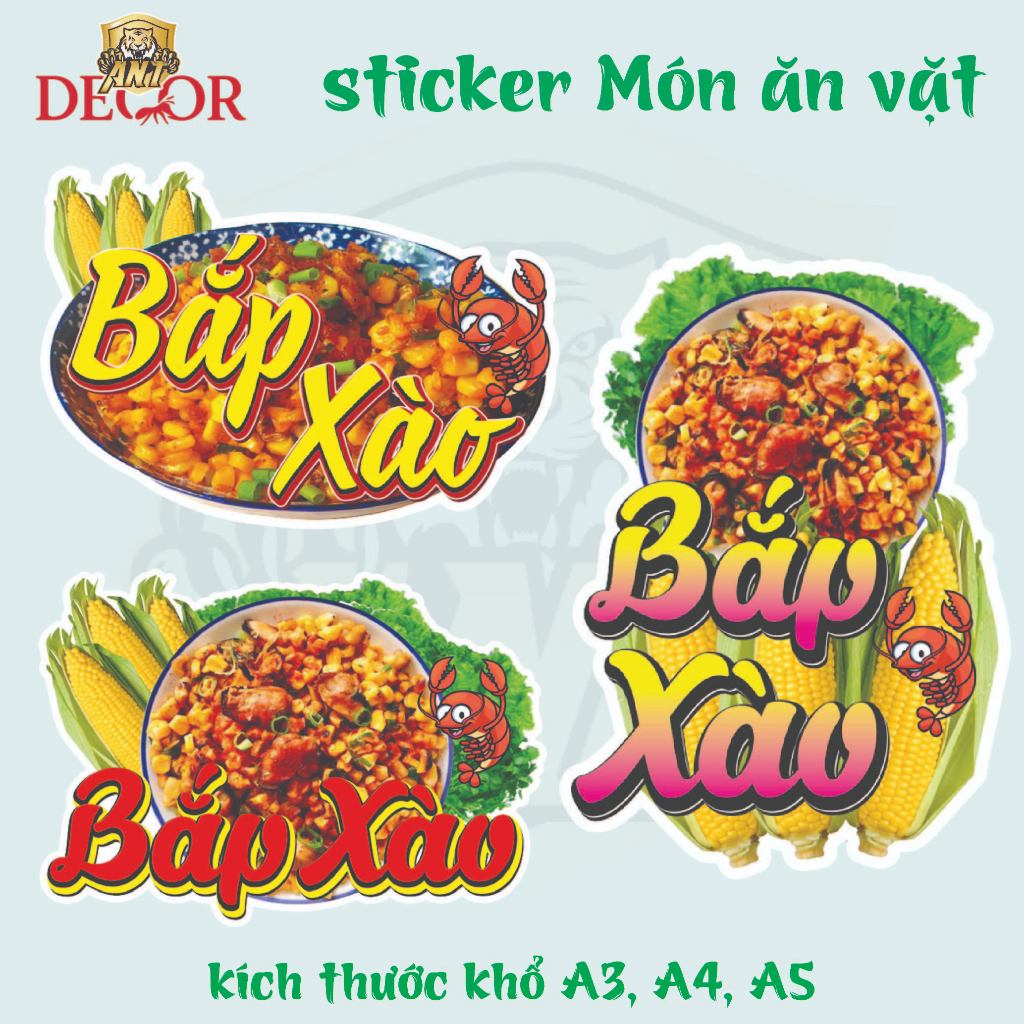 🌽 Decal Bắp Xào Xe Đẩy - Tem Dán Logo, In Rõ Nét, Dán Chắc, Giá Rẻ