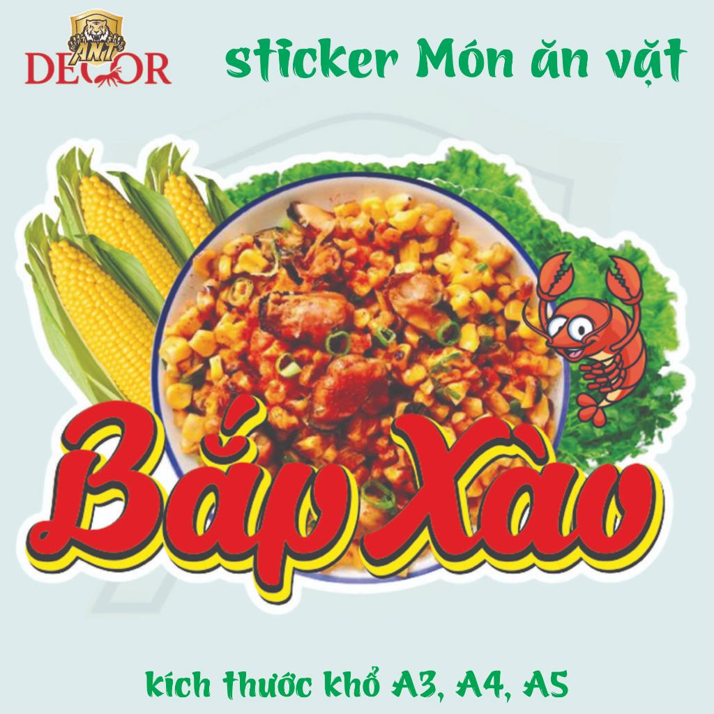 🌽 Decal Bắp Xào Xe Đẩy - Tem Dán Logo, In Rõ Nét, Dán Chắc, Giá Rẻ