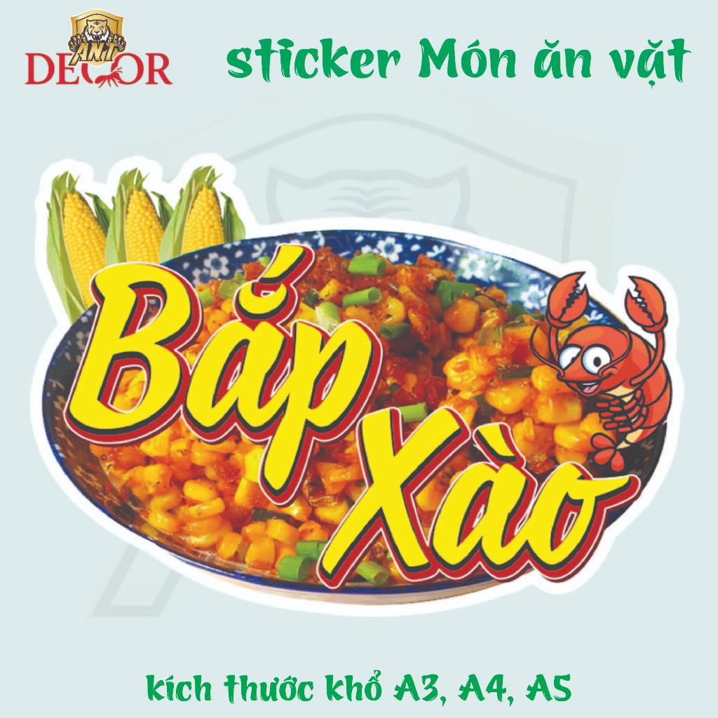 🌽 Decal Bắp Xào Xe Đẩy - Tem Dán Logo, In Rõ Nét, Dán Chắc, Giá Rẻ