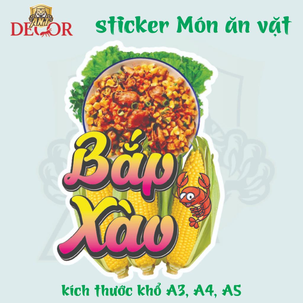 🌽 Decal Bắp Xào Xe Đẩy - Tem Dán Logo, In Rõ Nét, Dán Chắc, Giá Rẻ