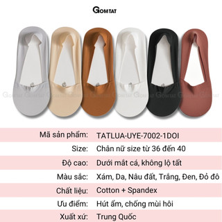 Tất lười nữ đi giày búp bê GOMTAT có đệm silicon chống tuột gót, chất liệu cotton kháng khuẩn-UYE-7002-1DOI