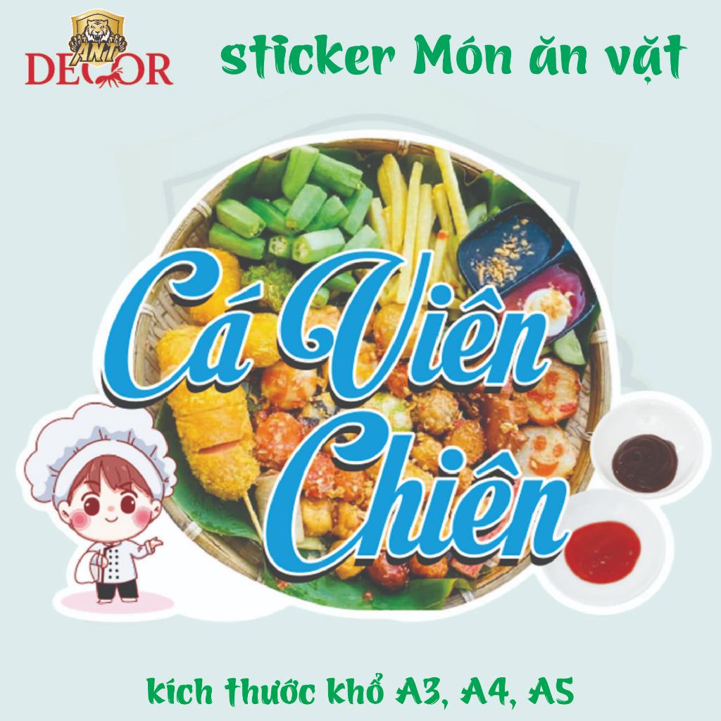 🐟 Decal Cá Viên Chiên Xe Đẩy – Tem Dán Logo, In Rõ Nét, Dán Chắc, Giá Rẻ