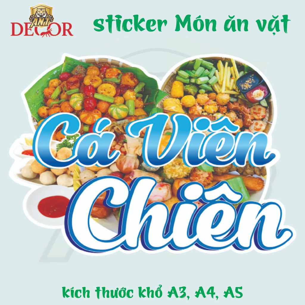 🐟 Decal Cá Viên Chiên Xe Đẩy – Tem Dán Logo, In Rõ Nét, Dán Chắc, Giá Rẻ