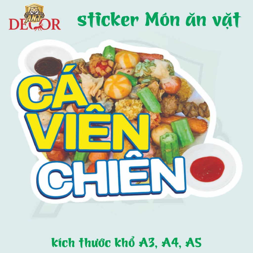 🐟 Decal Cá Viên Chiên Xe Đẩy – Tem Dán Logo, In Rõ Nét, Dán Chắc, Giá Rẻ