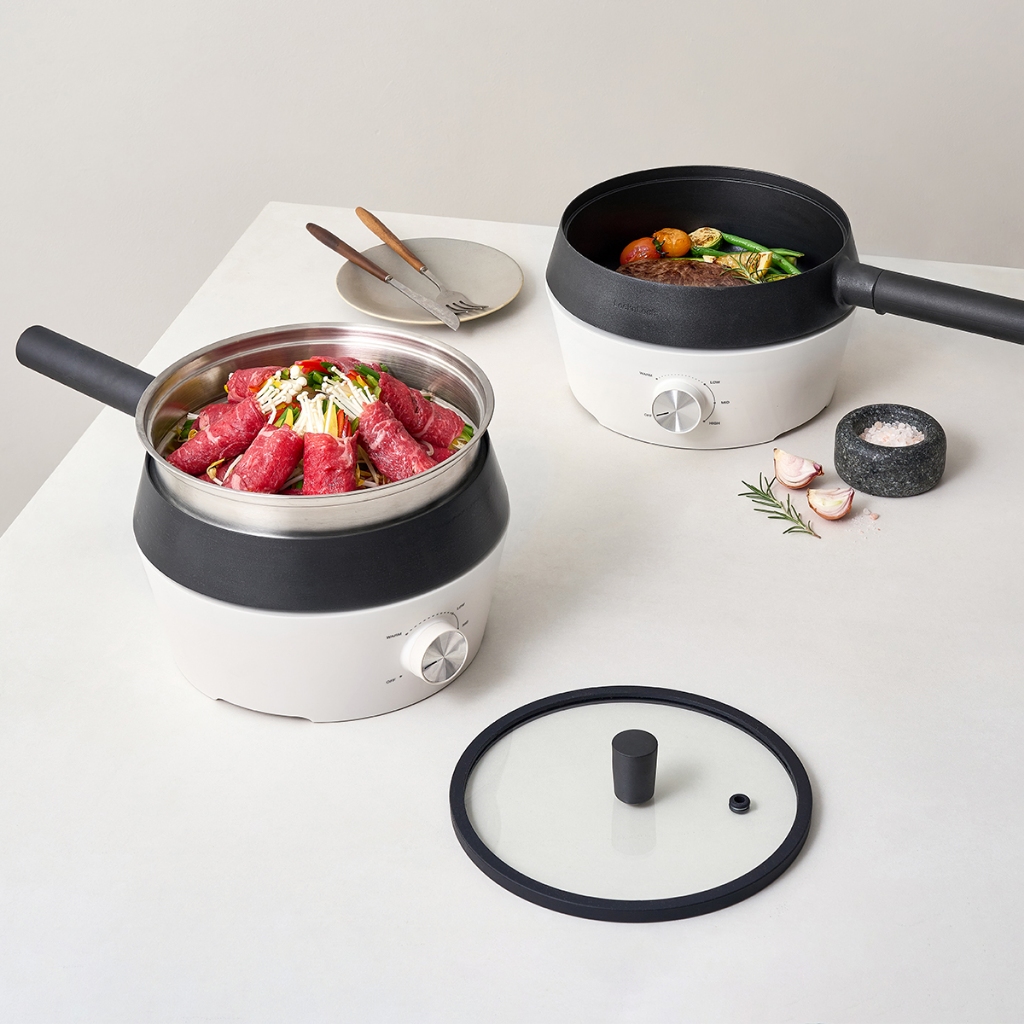 Nồi Điện Đa Năng 4in1 LocknLock Multicooker EJP421WHT Dung Tích 2L, Nướng, Chiên, Lấu, Hấp - K-MALL