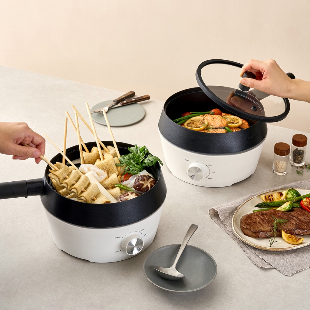 Nồi Điện Đa Năng 4in1 LocknLock Multicooker EJP421WHT Dung Tích 2L, Nướng, Chiên, Lấu, Hấp - K-MALL