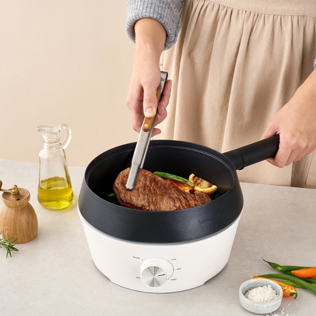 Nồi Điện Đa Năng 4in1 LocknLock Multicooker EJP421WHT Dung Tích 2L, Nướng, Chiên, Lấu, Hấp - K-MALL